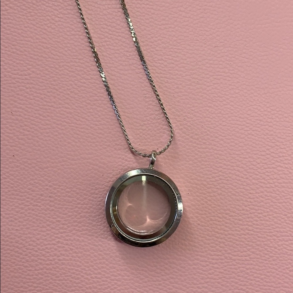 Magnetic Rhinestone Sterling Silver Circle Locket - Picture 7 of 8